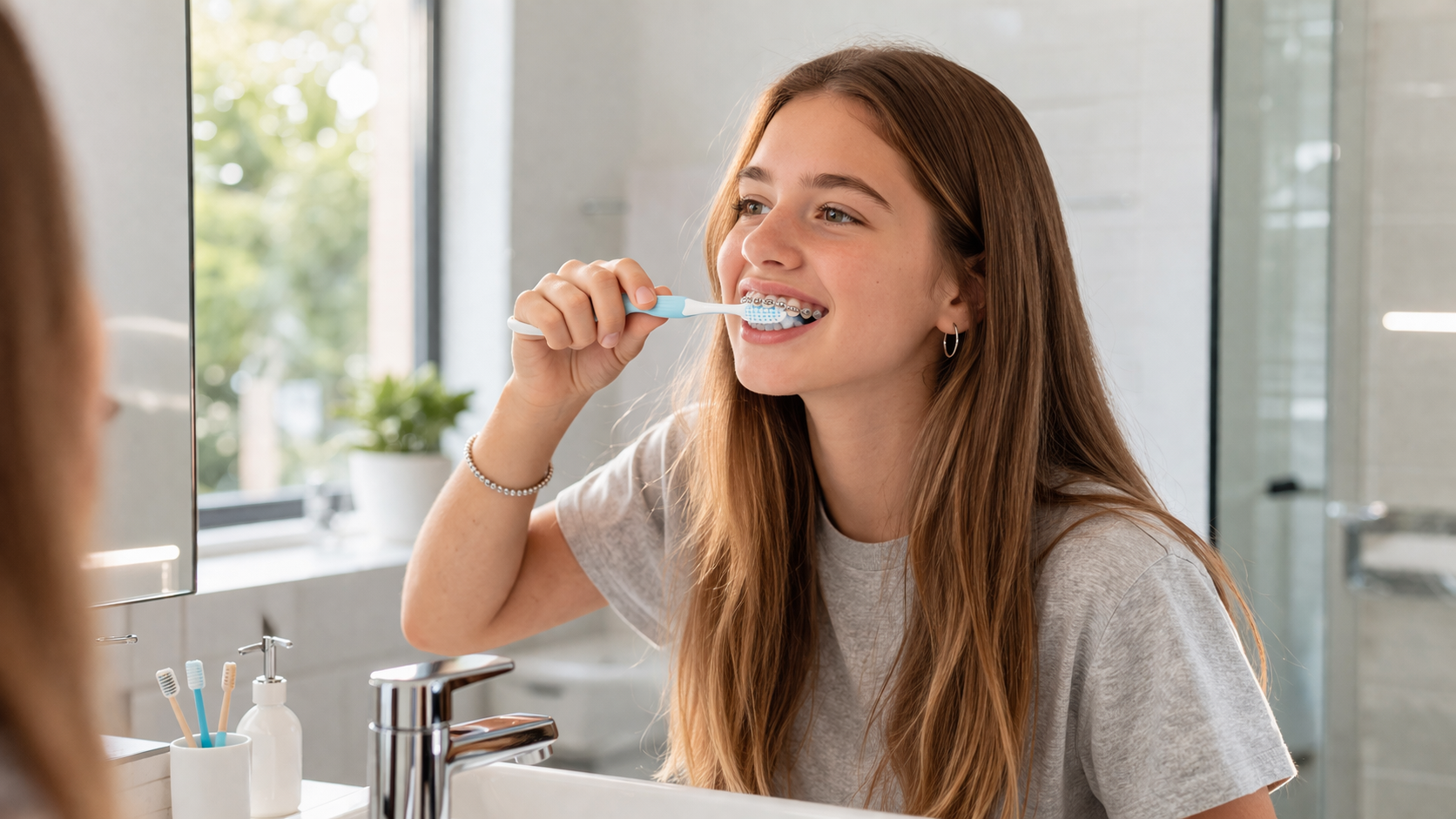 teen brushing teeth oral hygiene routine